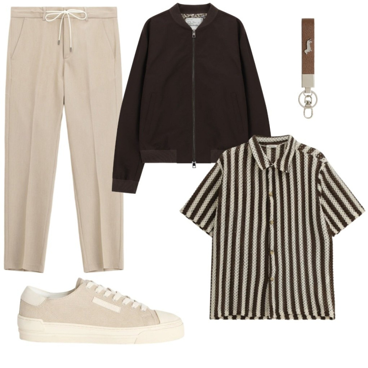 Outfit uomo - #azzardo. Stile Urban per Tutti i giorni. Abbinamento con pantaloni, camicie a manica corta, bomber, portachiavi, sneakers.