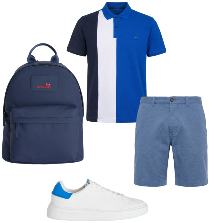 Outfit uomo - Total look #2387887. Stile Trendy per Sport. Abbinamento con sneakers, borse sportive, bermuda, polo.