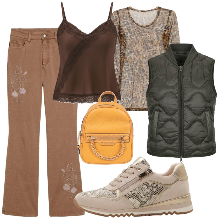 Outfit donna - Trasparenze. Stile Boho per Serata fuori. Abbinamento con zaini, sneakers, jeans bootcut, t-shirt, piumini, canottiere.