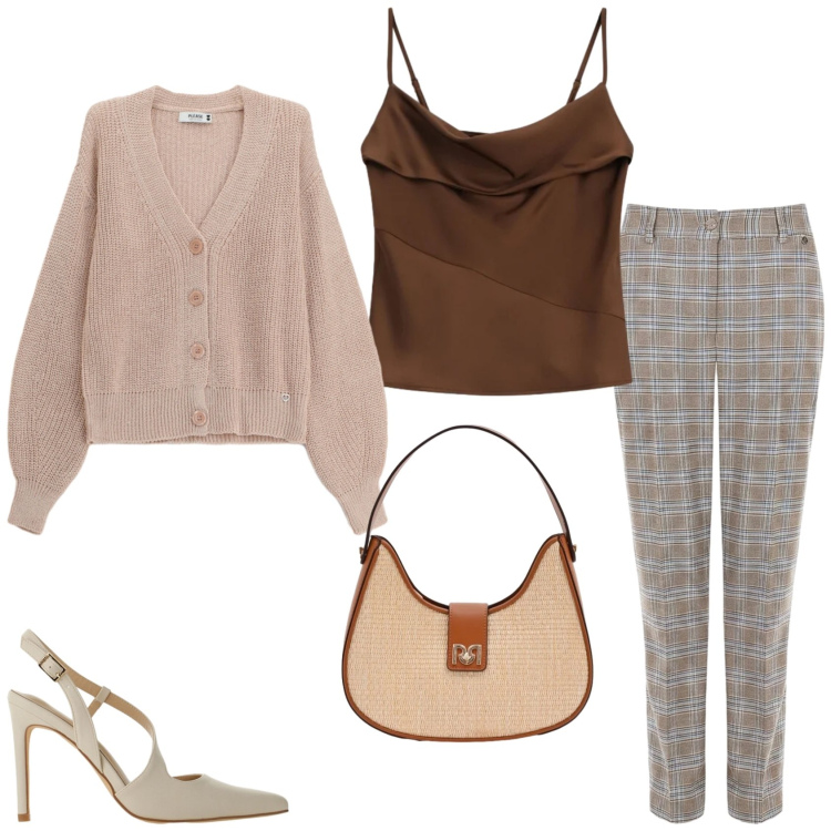 Outfit donna - I quadretti per tutti i giorni. Stile Trendy per Tutti i giorni. Abbinamento con cardigans, canottiere, décolleté, borse a spalla, pantaloni.