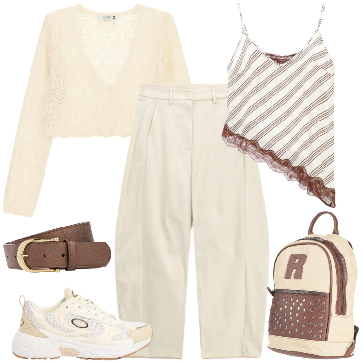 Outfit donna - Baloon. Stile Casual per Tutti i giorni. Abbinamento con zaini, cinture, sneakers, top, cardigans, pantaloni.