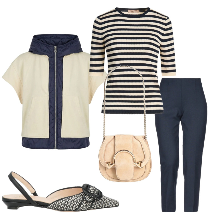 Outfit donna - Total look #2387947. Stile Chic per Tutti i giorni. Abbinamento con pantaloni, marsupi, ballerine, pullovers, piumini.