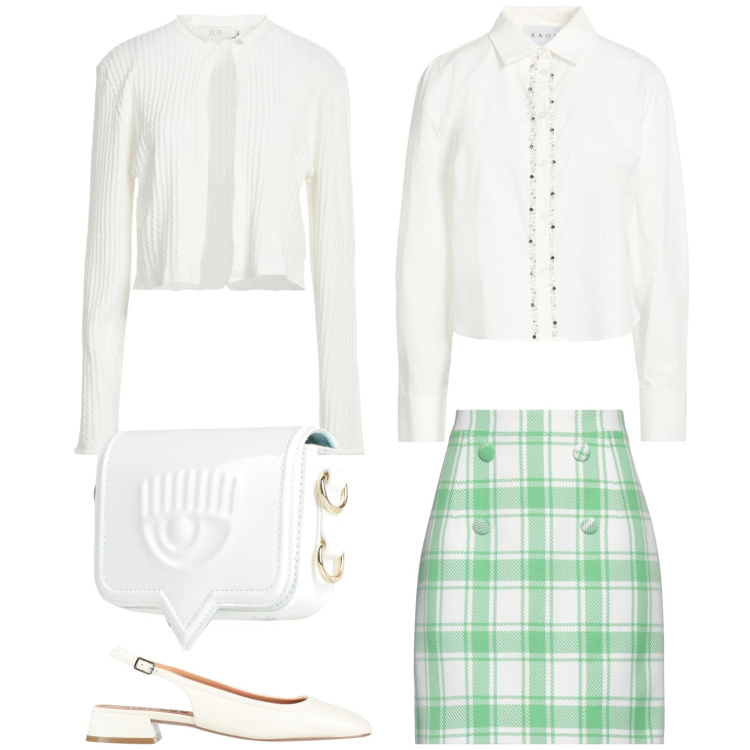 Outfit donna - L\' adolescenza. Stile Preppy per Serata fuori. Abbinamento con camicie, minigonne, marsupi, cardigans, ballerine.