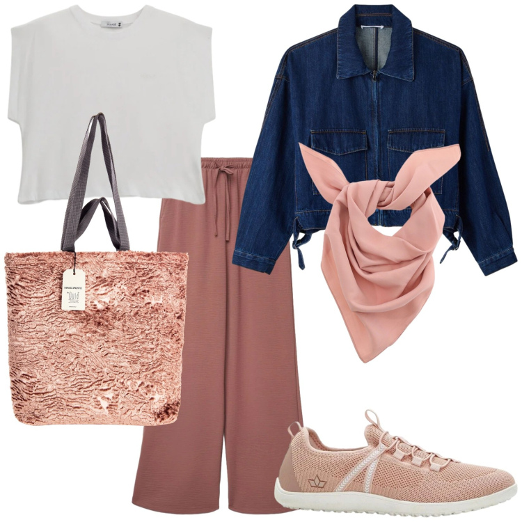 Outfit donna - Basic con stile. Stile Casual per Tutti i giorni. Abbinamento con sneakers, pantaloni, cappotti, borse tote, top, foulard.