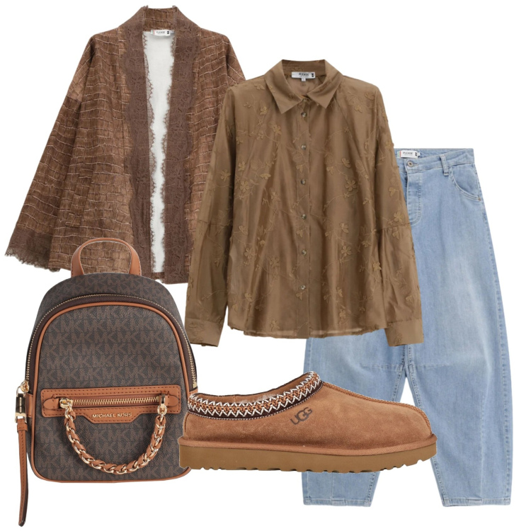 Outfit donna - Total look #2387975. Stile Boho per Tutti i giorni. Abbinamento con stivaletti, zaini, jeans, cappotti, camicie.