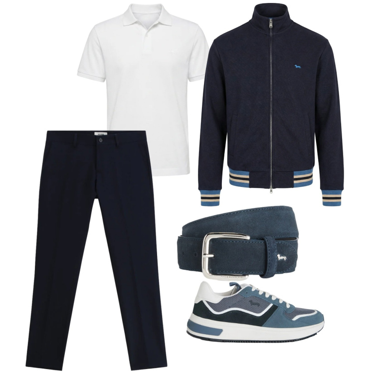 Outfit uomo - Verso l\'estate. per Mare. Abbinamento con pantaloni, cinture, felpe, polo, sneakers.