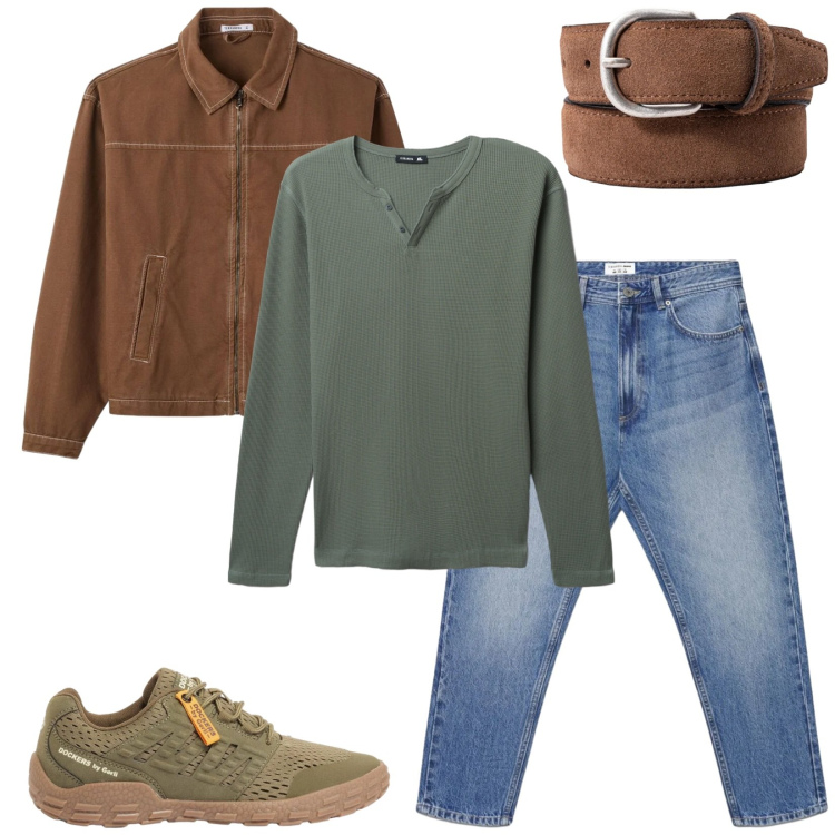 Outfit uomo - Total look #2388016. Stile Trendy per Tutti i giorni. Abbinamento con sneakers, t-shirt, cappotti, jeans, cinture.