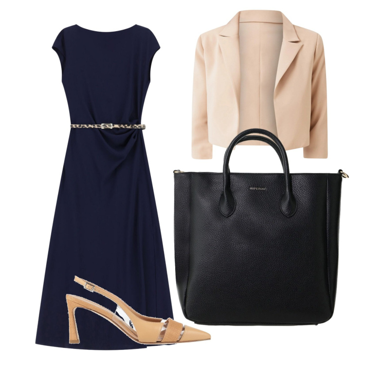 Outfit donna - Tempo libero. per Tutti i giorni. Abbinamento con décolleté, vestiti midi/longuette, borse a tracolla, blazer.