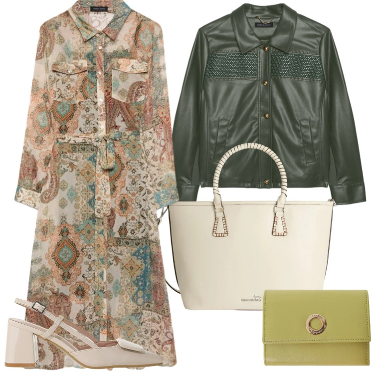 Outfit donna - ​Tendenze Bohémien e Minimalismo Chic. Stile Chic per Serata fuori. Abbinamento con blazer, vestiti chemisier, shopping bag, portafogli, décolleté.