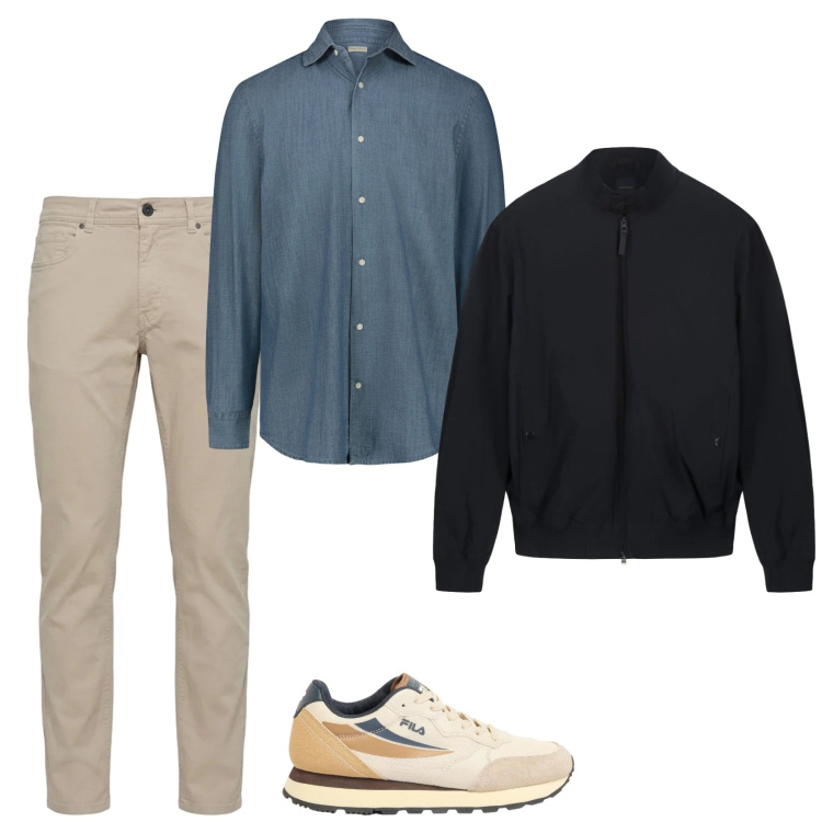 Outfit uomo - Luca. Stile Casual per Tutti i giorni. Abbinamento con sneakers, pantaloni, camicie, bomber.