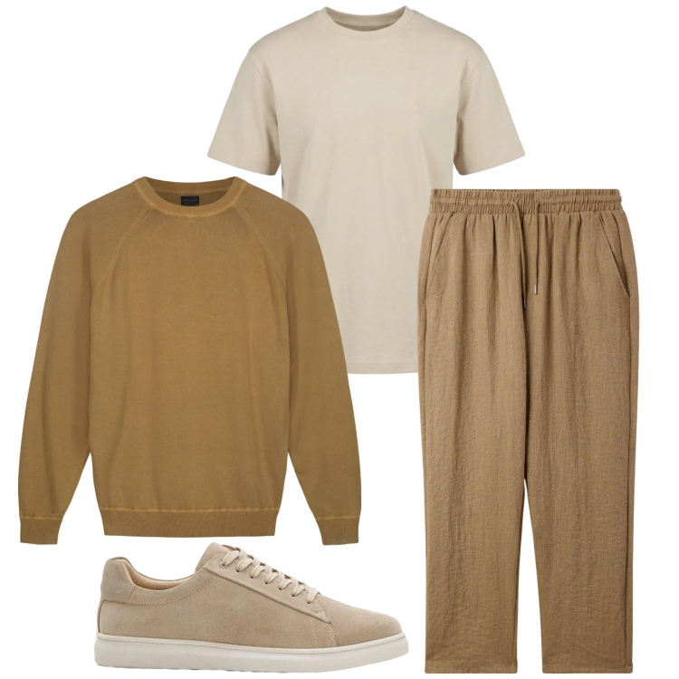 Outfit uomo - Total look #2388211. Stile Trendy per Tutti i giorni. Abbinamento con sneakers, pantaloni, t-shirt, maglieria.