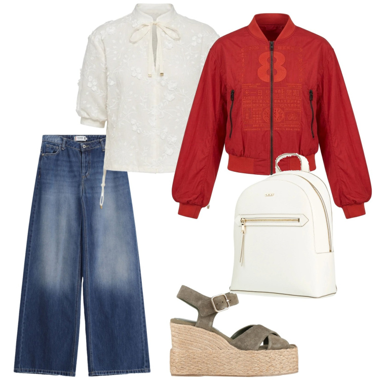 Outfit donna - Zeppe. per Tutti i giorni. Abbinamento con zaini, espadrillas, jeans, bluse, bomber.