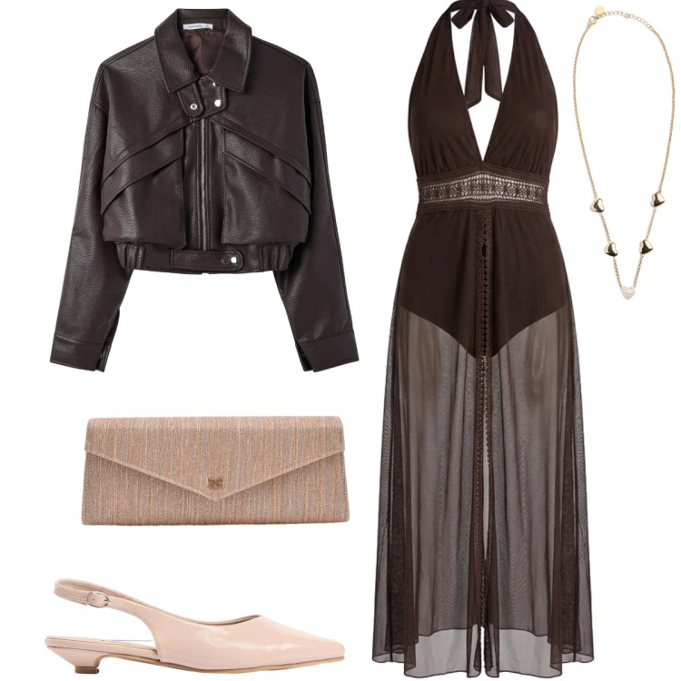 Outfit donna - Total look #2388240. Stile Glamour per Serata fuori. Abbinamento con sandali, vestiti lunghi, bomber, pochette, collane.