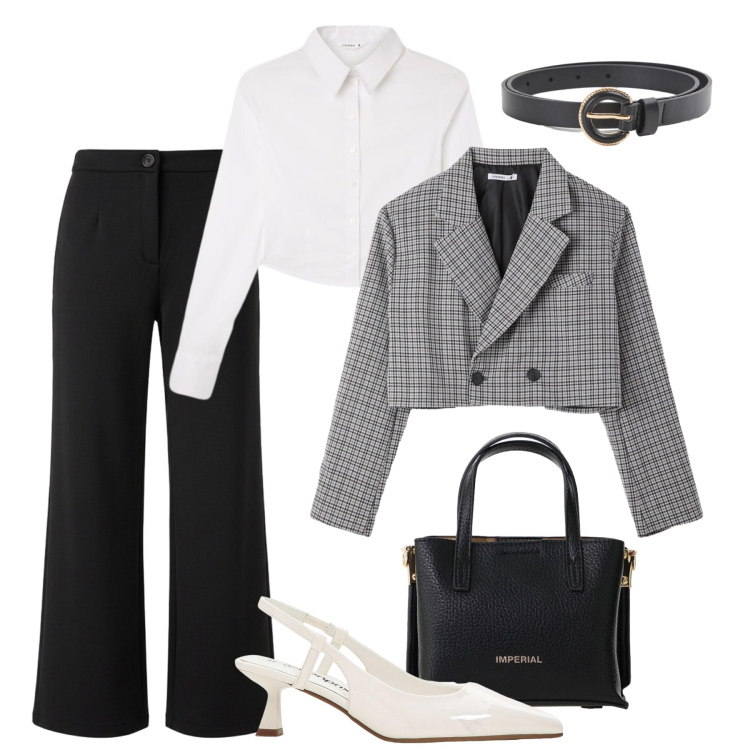 Outfit donna - Il giacchino a quadretti - @susystyle. Stile Glamour per Ufficio. Abbinamento con décolleté, camicie, cinture, blazer, pantaloni, borse a tracolla.