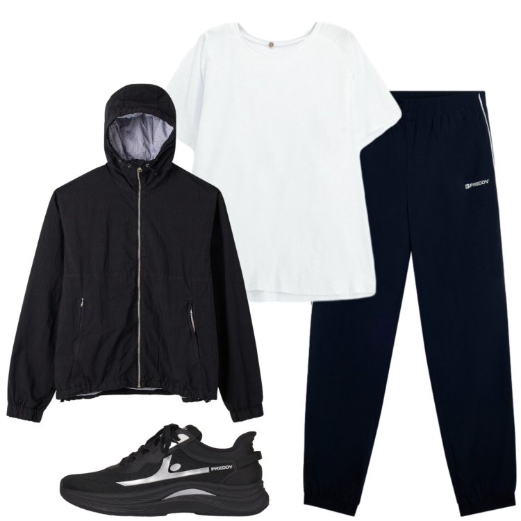Outfit uomo - Total look #2388262. Stile Urban per Sport. Abbinamento con giacche, t-shirt, sneakers, pantaloni sportivi.