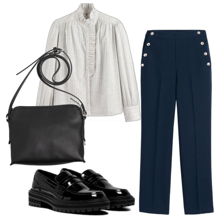 Outfit mujer - Bon ton look. Estilo Bon Ton para Oficina. Combinación con pantalones, camisas, bolsos saco, mocasines.