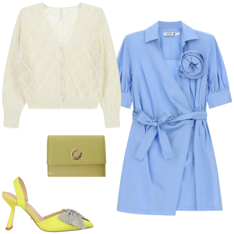 Outfit donna - In primavera. Stile Trendy per Serata fuori. Abbinamento con décolleté, cardigans, portafogli, vestiti lunghi.