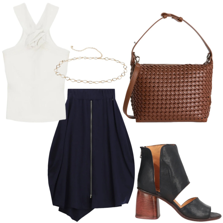 Outfit donna - Minimal glamour. Stile Minimal per Serata fuori. Abbinamento con stivaletti, cinture, canottiere, gonne longuette, borse a spalla.
