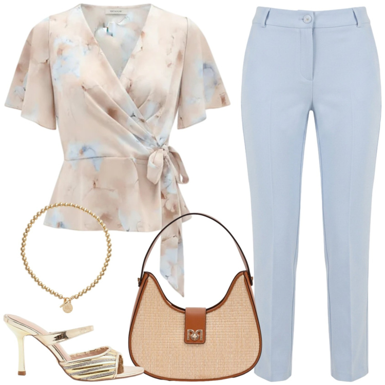 Outfit donna - Eterea. Stile Romantica per Cerimonia. Abbinamento con pantaloni, borse a spalla, sabot, bluse, collane.