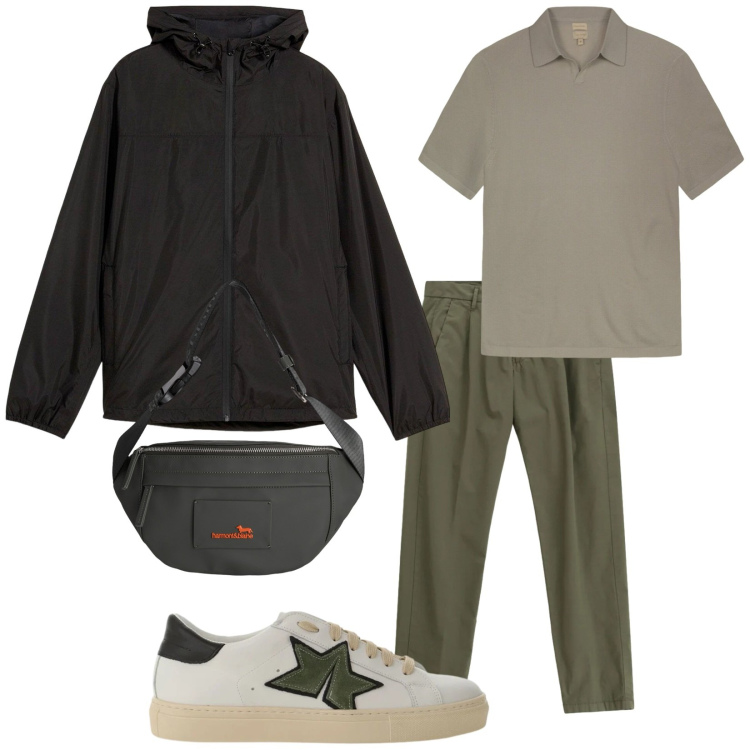 Outfit uomo - Total look #2388364. Stile Trendy per Tutti i giorni. Abbinamento con giacche, sneakers, pantaloni, borse sportive, polo.