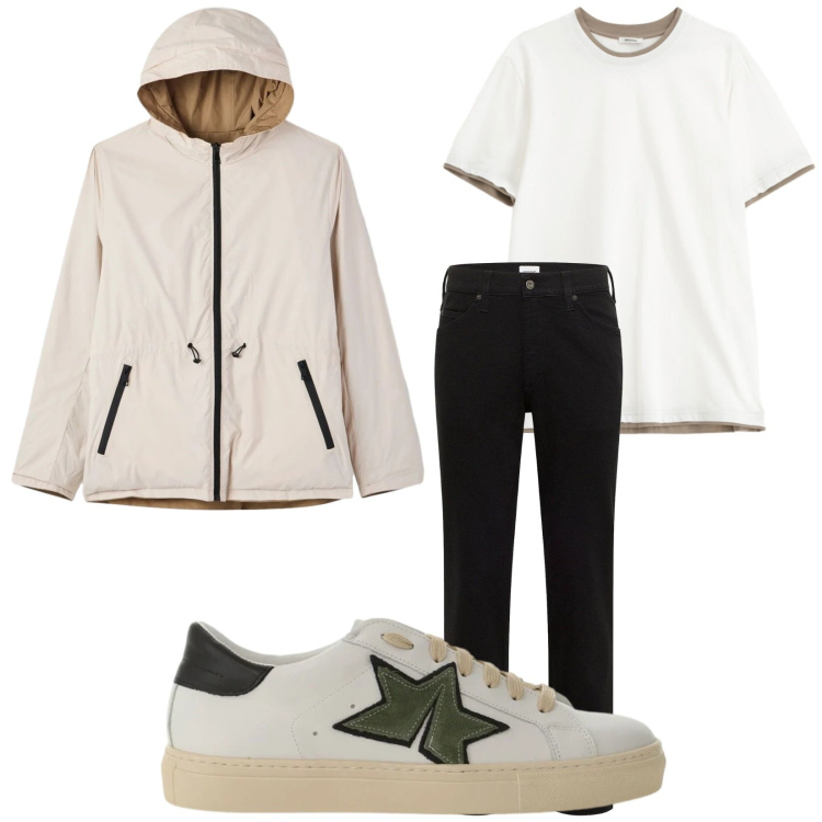 Outfit uomo - Total look #2388369. Stile Trendy per Tutti i giorni. Abbinamento con jeans dritti, giacche, t-shirt, sneakers.