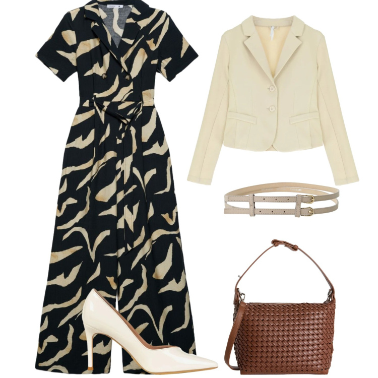 Outfit donna - Total look #2388423. Stile Chic per Serata fuori. Abbinamento con tute, blazer, cinture, décolleté, borse a spalla.