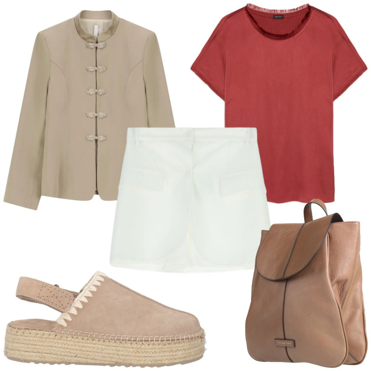Outfit donna - Total look #2388445. Stile Etnico per Tutti i giorni. Abbinamento con espadrillas, zaini, t-shirt, shorts, blazer.