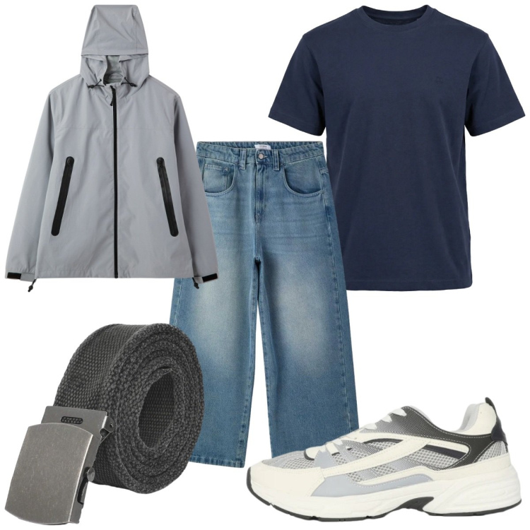 Outfit uomo - Total look #2388452. Stile Casual per Tutti i giorni. Abbinamento con cinture, giacche, sneakers, jeans, t-shirt.