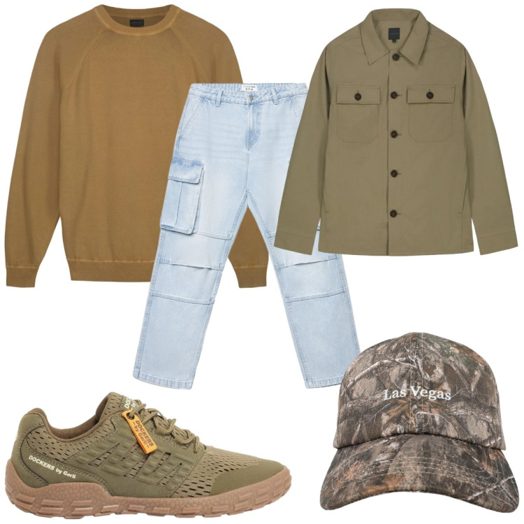 Outfit uomo - Total look #2388457. Stile Casual per Tutti i giorni. Abbinamento con sneakers, jeans, cappelli con visiera, maglieria, cappotti.