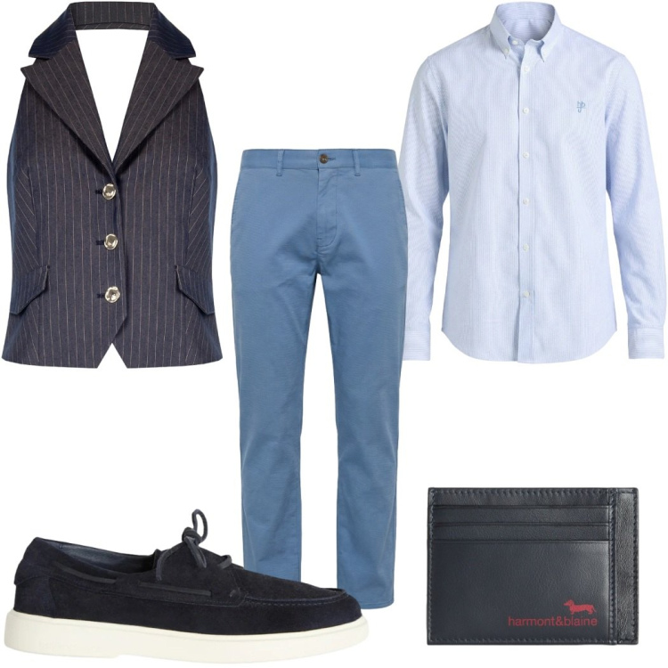 Outfit uomo - Total look #2388464. Stile Casual per Ufficio. Abbinamento con gilet, scarpe stringate, portafogli, pantaloni, camicie.
