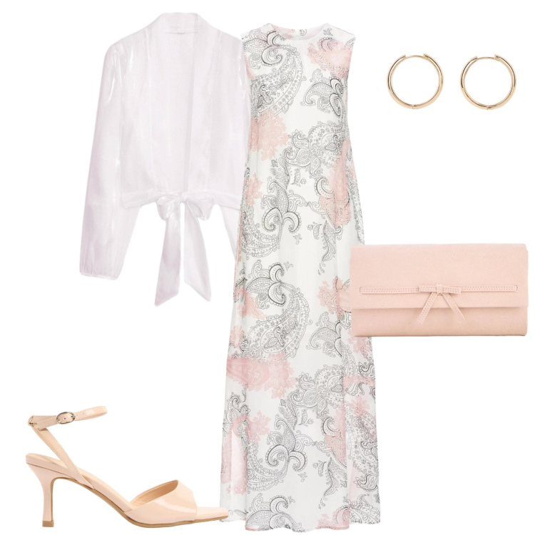 Outfit donna - Bonprix boho. Stile Chic per Cerimonia. Abbinamento con vestiti lunghi, bolero, sandali col tacco, orecchini, pochette.