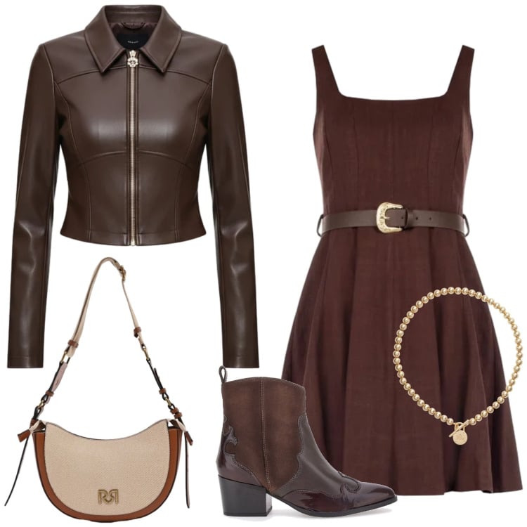 Outfit donna - Serata speciale by Rinascimento. Stile Casual chic per Serata fuori. Abbinamento con borse a tracolla, giacche, vestiti corti, collane, stivaletti texani.