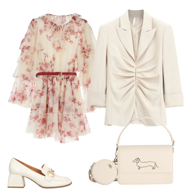 Outfit donna - Total look #2388486. Stile Casual chic per Cerimonia. Abbinamento con mocassini, vestiti corti, blazer, borse a tracolla.