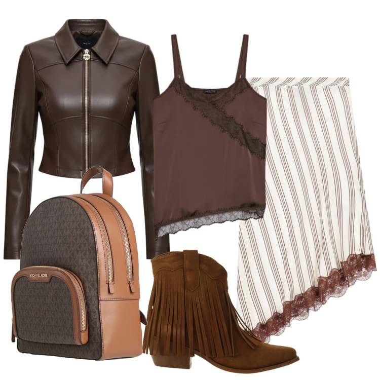 Outfit donna - Total look #2388490. Stile Etnico per Serata fuori. Abbinamento con zaini, top, gonne longuette, stivaletti texani, giacche.