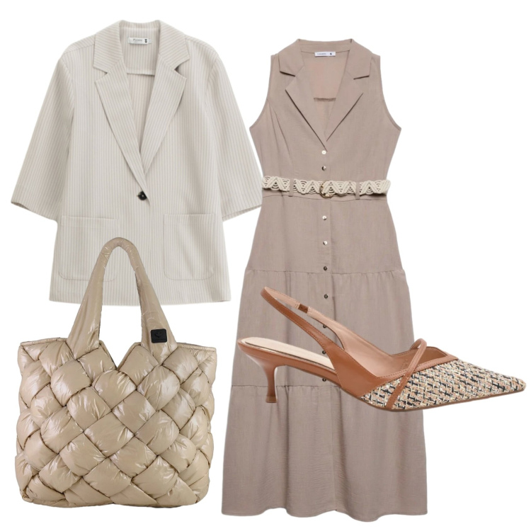 Outfit donna - Total look #2388495. Stile Bon Ton per Tutti i giorni. Abbinamento con vestiti chemisier, blazer, décolleté, borse tote.