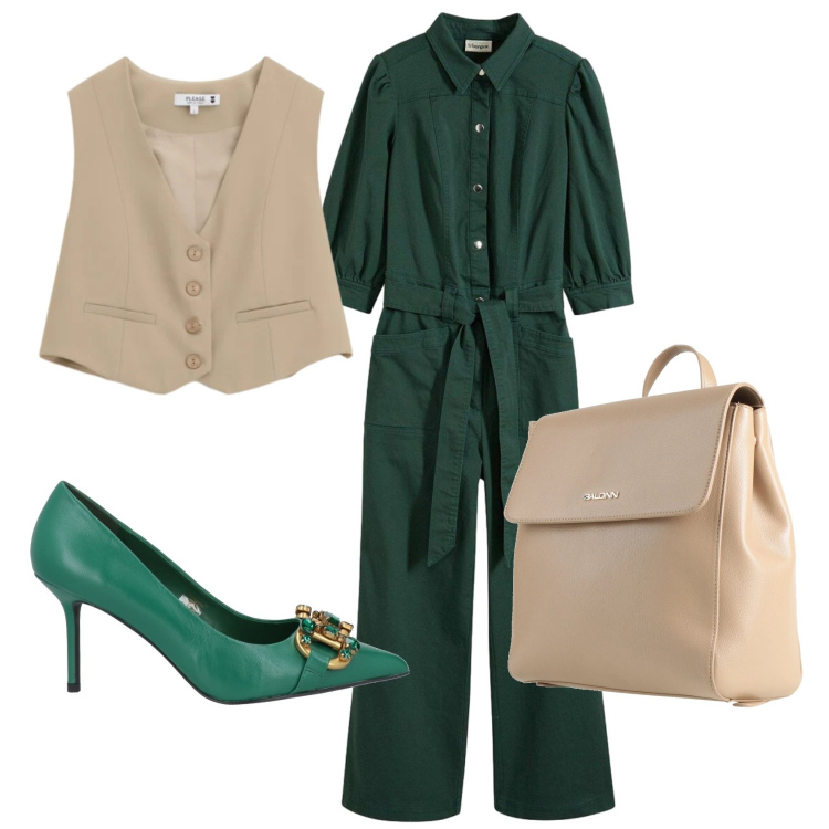 Outfit donna - Total look #2388501. Stile Minimal per Ufficio. Abbinamento con zaini, décolleté, tute, gilet.