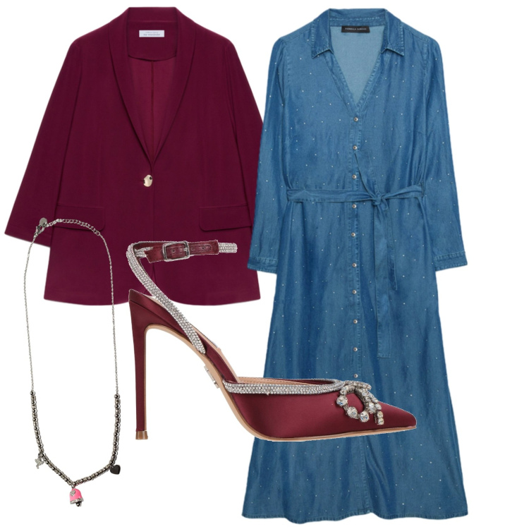 Outfit donna - Total look #2388502. Stile Chic per Cerimonia. Abbinamento con décolleté, vestiti, blazer, ciondoli.