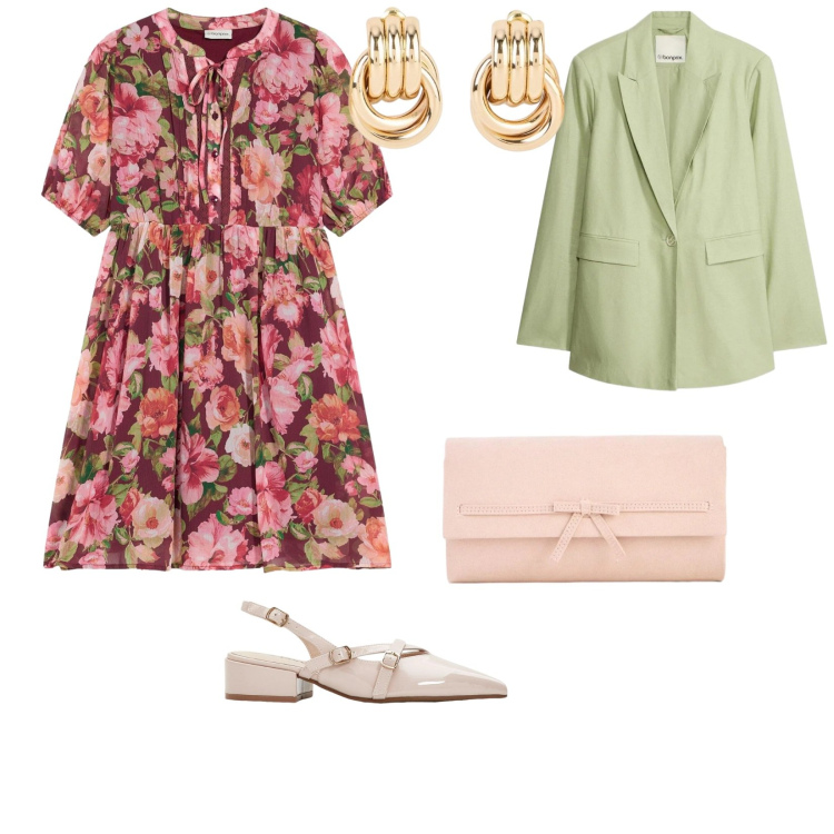 Outfit donna - Bonprix -boho. per Cerimonia. Abbinamento con vestiti corti, décolleté, orecchini, pochette, blazer.