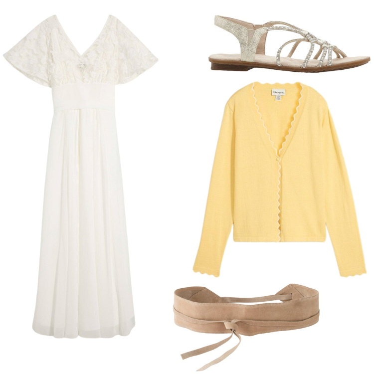 Outfit donna - Boho style. Stile Boho per Tutti i giorni. Abbinamento con vestiti, cardigans, cinture, sandali.