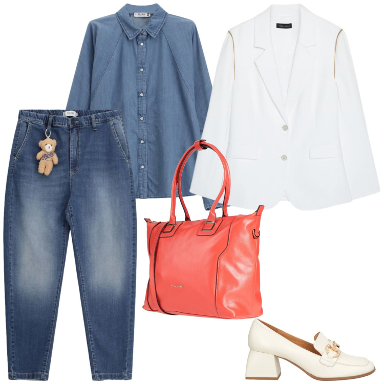 Outfit donna - Manager. per Ufficio. Abbinamento con zaini, mocassini, blazer, jeans, camicie.