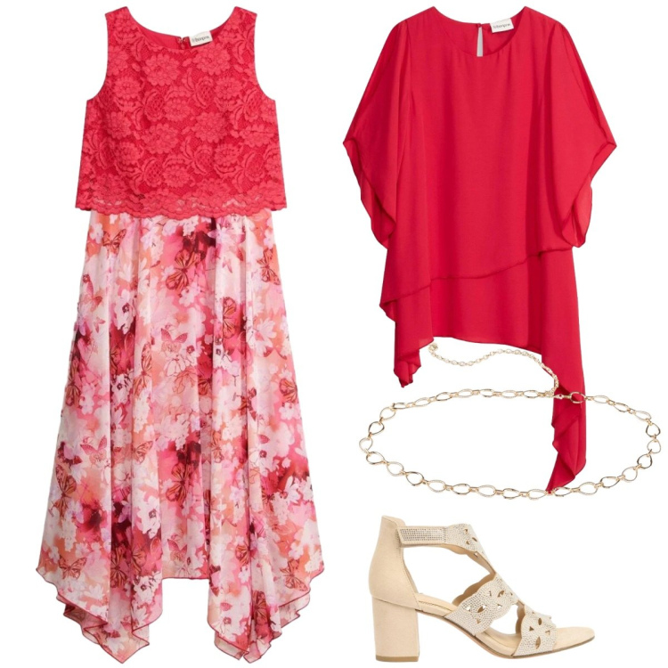 Outfit donna - Bonprix - Boho Spring Vibes. Stile Boho per Cerimonia. Abbinamento con vestiti, bluse, sandali col tacco, cinture.