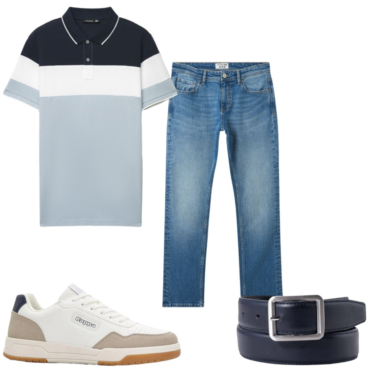 Outfit uomo - Casual in jeans. Stile Casual per Tutti i giorni. Abbinamento con sneakers, jeans, polo, cinture.