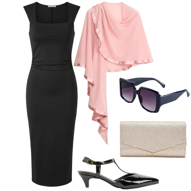 Outfit donna - Total look #2388612. Stile Chic per Cerimonia. Abbinamento con décolleté, occhiali da sole, stole, vestiti midi/longuette, clutch.