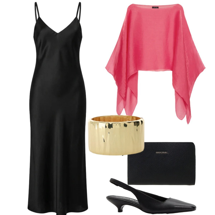 Outfit donna - Total look #2388615. Stile Chic per Serata fuori. Abbinamento con décolleté, vestiti lunghi, borse a tracolla, braccialetti, blazer.