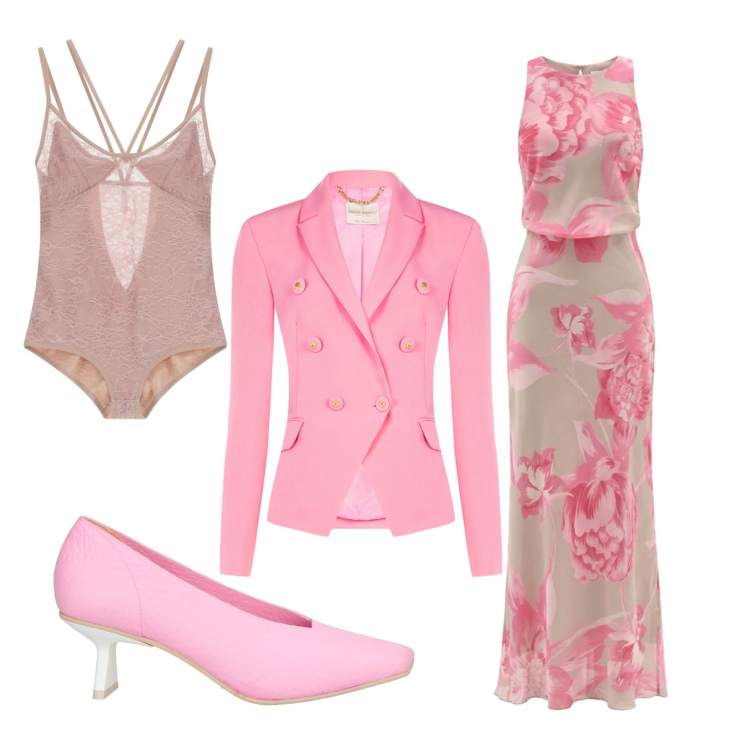 Outfit donna - Total look #2388670. Stile Chic per Serata fuori. Abbinamento con décolleté, body, blazer, vestiti lunghi.