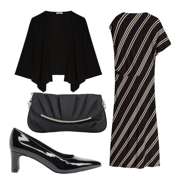 Outfit donna - Total look #2388680. Stile Chic per Serata fuori. Abbinamento con vestiti midi/longuette, décolleté, clutch, blazer.