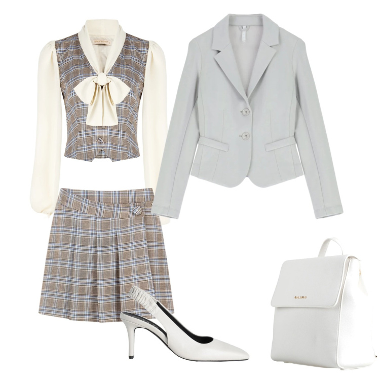 Outfit donna - Total look #2388697. Stile Bon Ton per Ufficio. Abbinamento con décolleté, zaini, blazer, bluse, gonne.