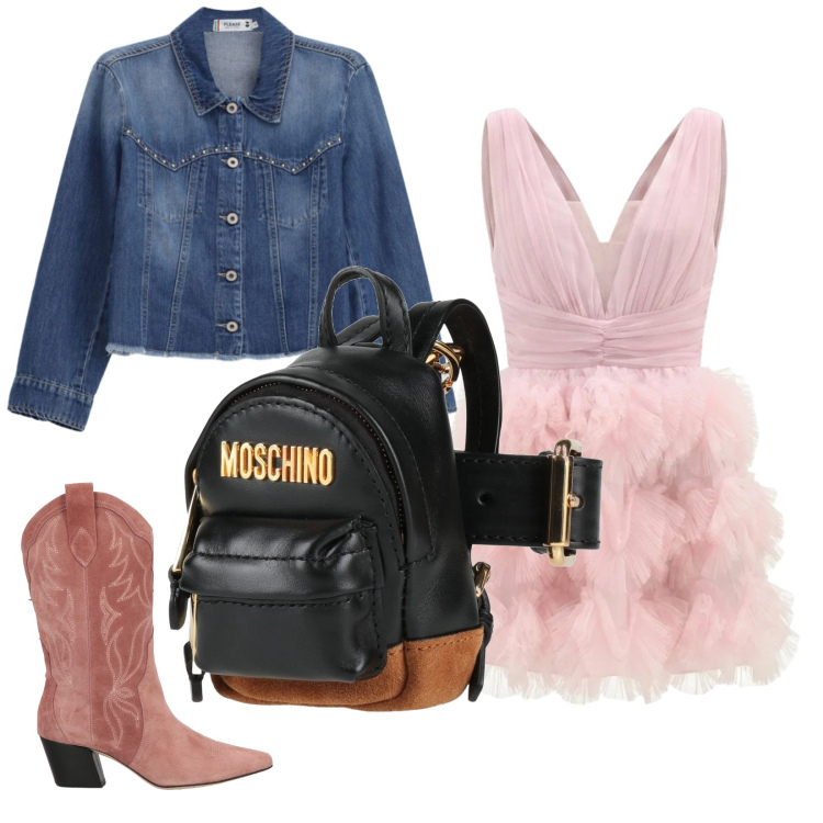 Outfit donna - Romantica rock. Stile Romantica per Tutti i giorni. Abbinamento con stivali, marsupi, blazer, vestiti corti.