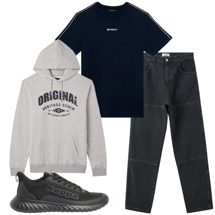 Outfit uomo - Total look #2388728. Stile Casual per Tutti i giorni. Abbinamento con sneakers, pantaloni, felpe con cappuccio, t-shirt.