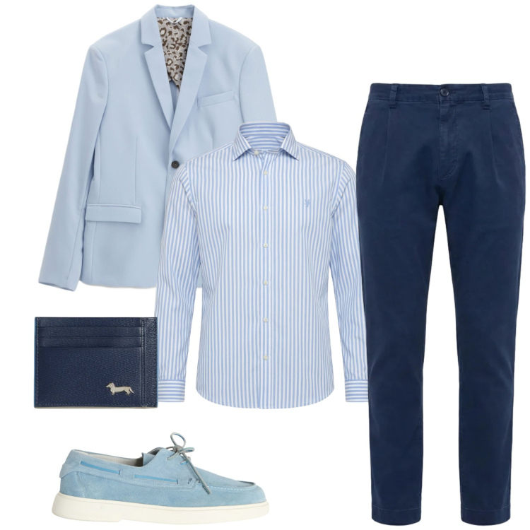 Outfit uomo - Total look #2388730. Stile Business/Elegante per Serata speciale. Abbinamento con giacche, portafogli, camicie, pantaloni, scarpe stringate.